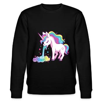 Unicorn Puking Rainbow Colorful Colorful Funny - Stanley/Stella CHANGER Unisex Organic Sweatshirt - black - Front - Nik (191cm) & Marisol (170cm)