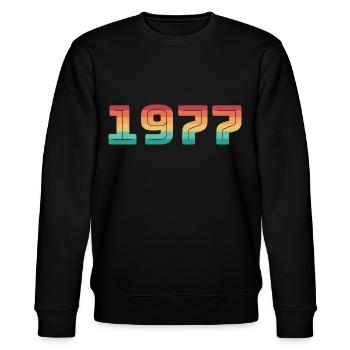 Year of birth 1977 Year of birth Vintage Date of birth - Stanley/Stella CHANGER Unisex Organic Sweatshirt - black - Front - Nik (191cm) & Marisol (170cm)