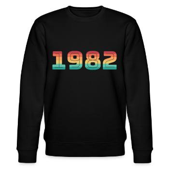 Jahrgang 1982 Geburtsjahr Vintage Geburtsdatum - Stanley/Stella Unisex Bio-Sweatshirt CHANGER  - Schwarz - Vorne - Nik (191cm) & Marisol (170cm)