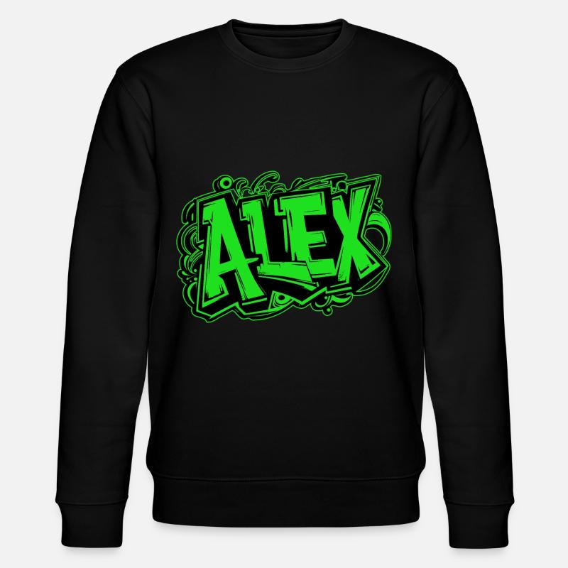 Alex Name Graffiti Green - Stanley/Stella CHANGER Unisex Organic Sweatshirt - black