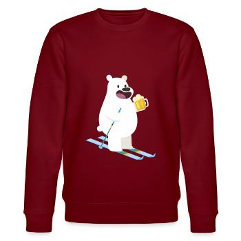 Bär Bier Süß Ski Winter Sport Geschenkidee - Stanley/Stella Unisex Bio-Sweatshirt CHANGER  - Burgunderrot - Vorne - Nik (191cm) & Marisol (170cm)