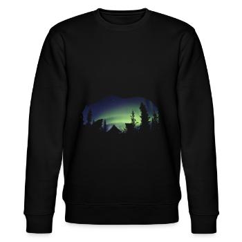 Bär Polarlichter Natur - Stanley/Stella Unisex Bio-Sweatshirt CHANGER  - Schwarz - Vorne - Nik (191cm) & Marisol (170cm)