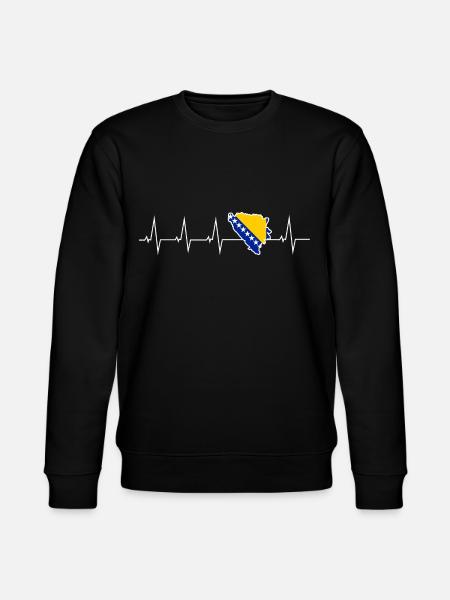 Jeg elsker Bosnien og Hercegovina - hjerteslag - Stanley/Stella økologisk unisex-sweatshirt CHANGER  - sort
