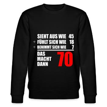 Rechnung 70. Geburtstag Geschenk - Stanley/Stella Unisex Bio-Sweatshirt CHANGER  - Schwarz - Vorne - Nik (191cm) & Marisol (170cm)