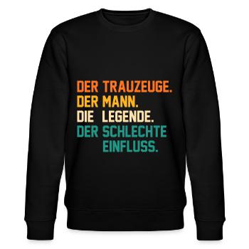 Trauzeuge - Stanley/Stella Unisex Bio-Sweatshirt CHANGER  - Schwarz - Vorne - Nik (191cm) & Marisol (170cm)