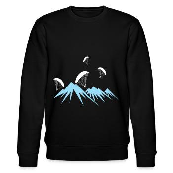 Paraglider Berge Paragliding Figur - Stanley/Stella Unisex Bio-Sweatshirt CHANGER  - Schwarz - Vorne - Nik (191cm) & Marisol (170cm)