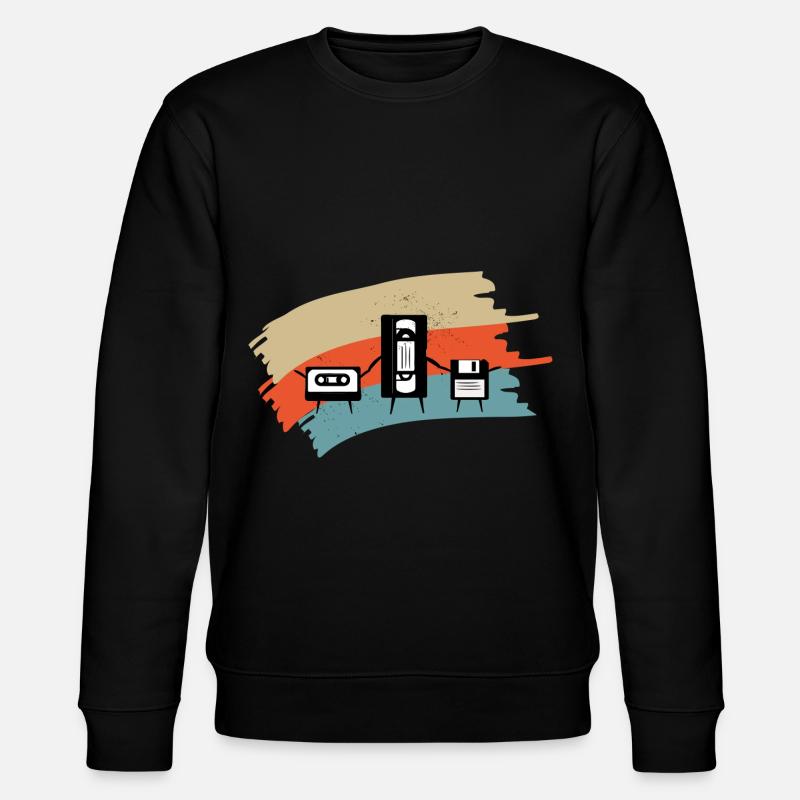 Retro Gamer Nerd VHS, Kassette und Diskette - Stanley/Stella Unisex Bio-Sweatshirt CHANGER  - Schwarz