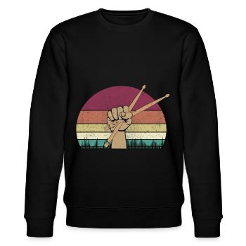 Schlagzeugstock, der auf das Schlagzeug fällt - Stanley/Stella Unisex Bio-Sweatshirt CHANGER  - Schwarz - Vorne - Nik (191cm) & Marisol (170cm)