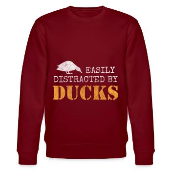 Duck Quack Animals - Stanley/Stella CHANGER Unisex Organic Sweatshirt - burgundy - Front - Nik (191cm) & Marisol (170cm)