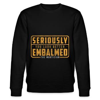 Totengräber Beerdigung Sarg Trauer - Stanley/Stella Unisex Bio-Sweatshirt CHANGER  - Schwarz - Vorne - Nik (191cm) & Marisol (170cm)
