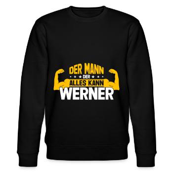 Werner Der Mann Der Alles Kann Vorname Werner - Stanley/Stella Unisex Bio-Sweatshirt CHANGER  - Schwarz - Vorne - Nik (191cm) & Marisol (170cm)
