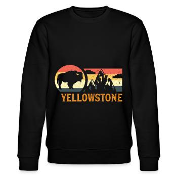 Yellowstone Nationalpark Bison - Stanley/Stella Unisex Bio-Sweatshirt CHANGER  - Schwarz - Vorne - Nik (191cm) & Marisol (170cm)