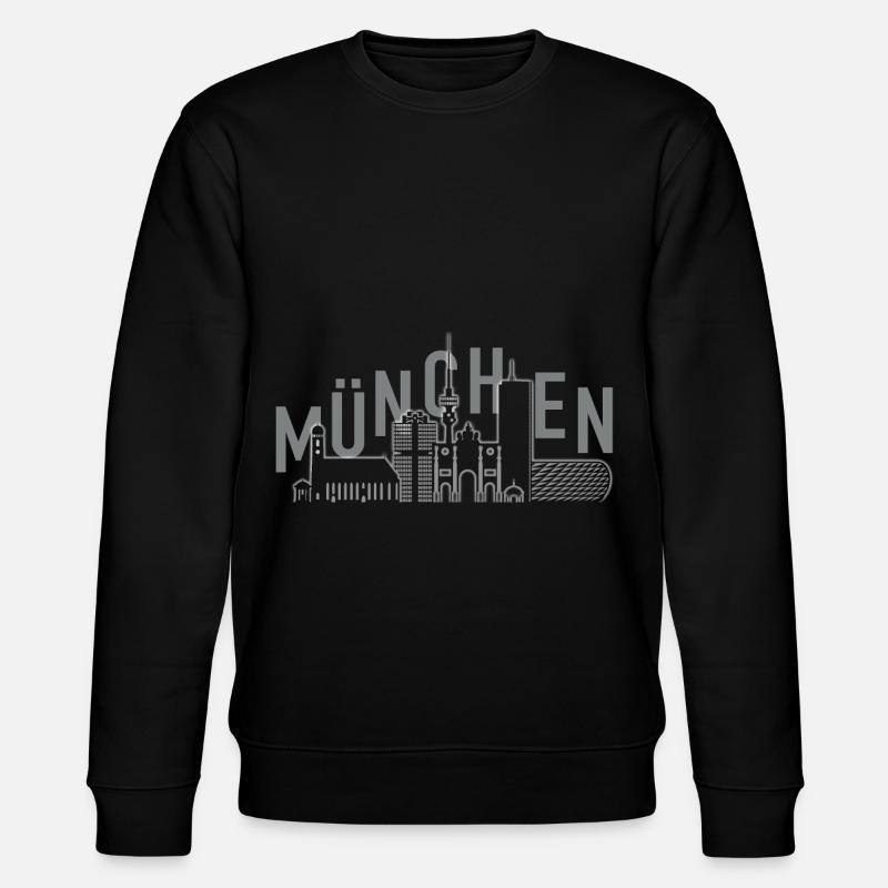 München Skyline Tshirt - Stanley/Stella Unisex Bio-Sweatshirt CHANGER  - Schwarz
