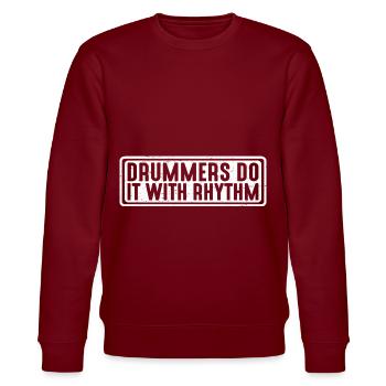 Drummers Do It With Rhythm 4 - Stanley/Stella Unisex Bio-Sweatshirt CHANGER  - Burgunderrot - Vorne - Nik (191cm) & Marisol (170cm)