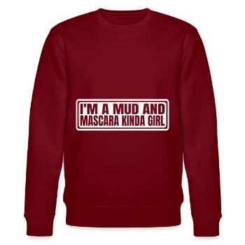 I'm A Mud And Mascara Kinda Girl 8 - Stanley/Stella Unisex Bio-Sweatshirt CHANGER  - Burgunderrot - Vorne - Nik (191cm) & Marisol (170cm)