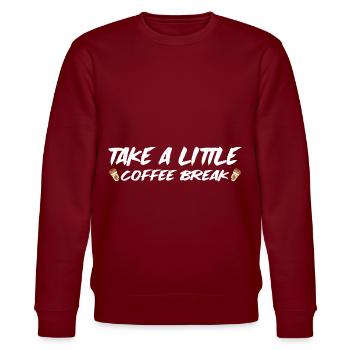 Take A Little Coffee Break 4 - Stanley/Stella CHANGER Unisex Organic Sweatshirt - burgundy - Front - Nik (191cm) & Marisol (170cm)