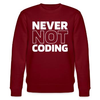 Developer Coder Programmer - Stanley/Stella CHANGER Unisex Organic Sweatshirt - burgundy - Front - Nik (191cm) & Marisol (170cm)
