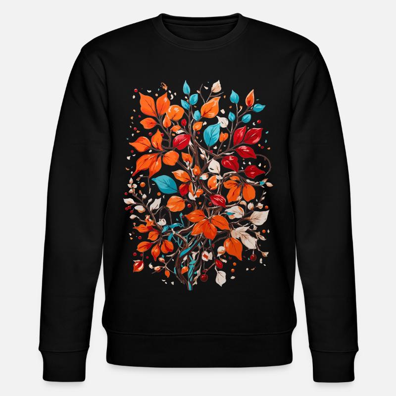 Blumen mit Nüsse - Stanley/Stella Unisex Bio-Sweatshirt CHANGER  - Schwarz