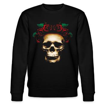 Totenkopf mit Rosen - Stanley/Stella Unisex Bio-Sweatshirt CHANGER  - Schwarz - Vorne - Nik (191cm) & Marisol (170cm)