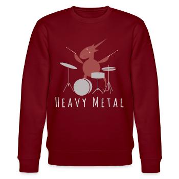 Drummer T-Shirt - Heavy Metal Unicorn - Stanley/Stella CHANGER Unisex Organic Sweatshirt - burgundy - Front - Nik (191cm) & Marisol (170cm)