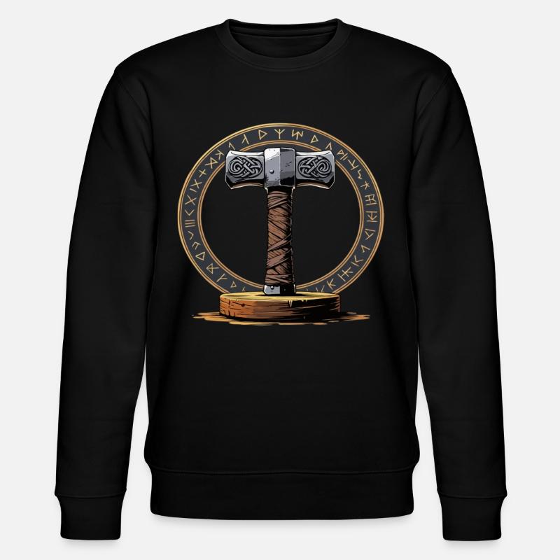 Viking Hammer Warrior Valhalla Runic Circle Thor - Stanley/Stella CHANGER Unisex Organic Sweatshirt - black