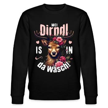 Trachtenshirt Damen Trachten T-Shirt Dirndl Ersatz - Stanley/Stella Unisex Bio-Sweatshirt CHANGER  - Schwarz - Vorne - Nik (191cm) & Marisol (170cm)