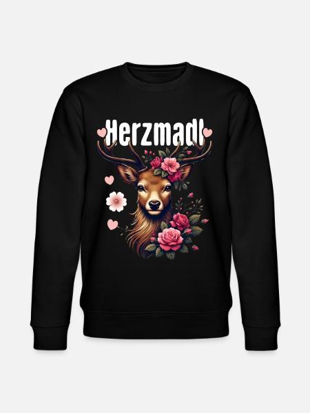 Herzmadl Shirt Damen Trachtenshirt Dirndl T-Shirt - Stanley/Stella Unisex Bio-Sweatshirt CHANGER - Schwarz