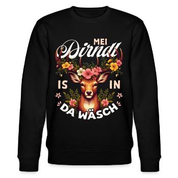 Trachten T-Shirt Dirndl Damen Trachtenshirt Tracht - Stanley/Stella Unisex Bio-Sweatshirt CHANGER  - Schwarz - Vorne - Nik (191cm) & Marisol (170cm)