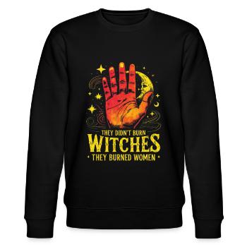They Didn't Burn Witches Halloween Feminismus - Stanley/Stella Unisex Bio-Sweatshirt CHANGER  - Schwarz - Vorne - Nik (191cm) & Marisol (170cm)