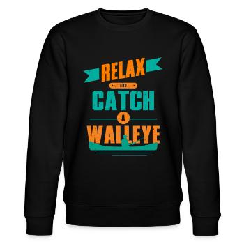 Glasaugenbarsch Zander Catch A Walleye - Stanley/Stella Unisex Bio-Sweatshirt CHANGER  - Schwarz - Vorne - Nik (191cm) & Marisol (170cm)