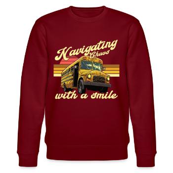 Chaos Transport Schulbusfahrer - Stanley/Stella Unisex Bio-Sweatshirt CHANGER  - Burgunderrot - Vorne - Nik (191cm) & Marisol (170cm)