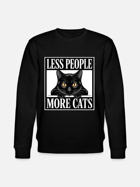 Weniger Menschen, mehr Katzen - Stanley/Stella Unisex Bio-Sweatshirt CHANGER  - Schwarz