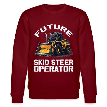 Skid steer loader enthusiasts - Stanley/Stella CHANGER Unisex Organic Sweatshirt - burgundy - Front - Nik (191cm) & Marisol (170cm)