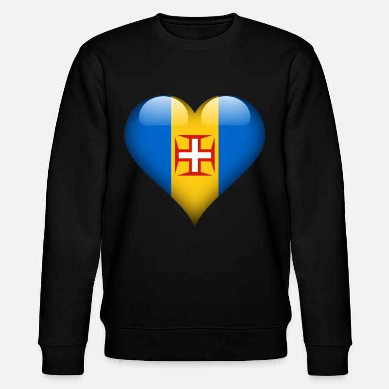 Herz Madeira Flagge - Stanley/Stella Unisex Bio-Sweatshirt CHANGER  - Schwarz