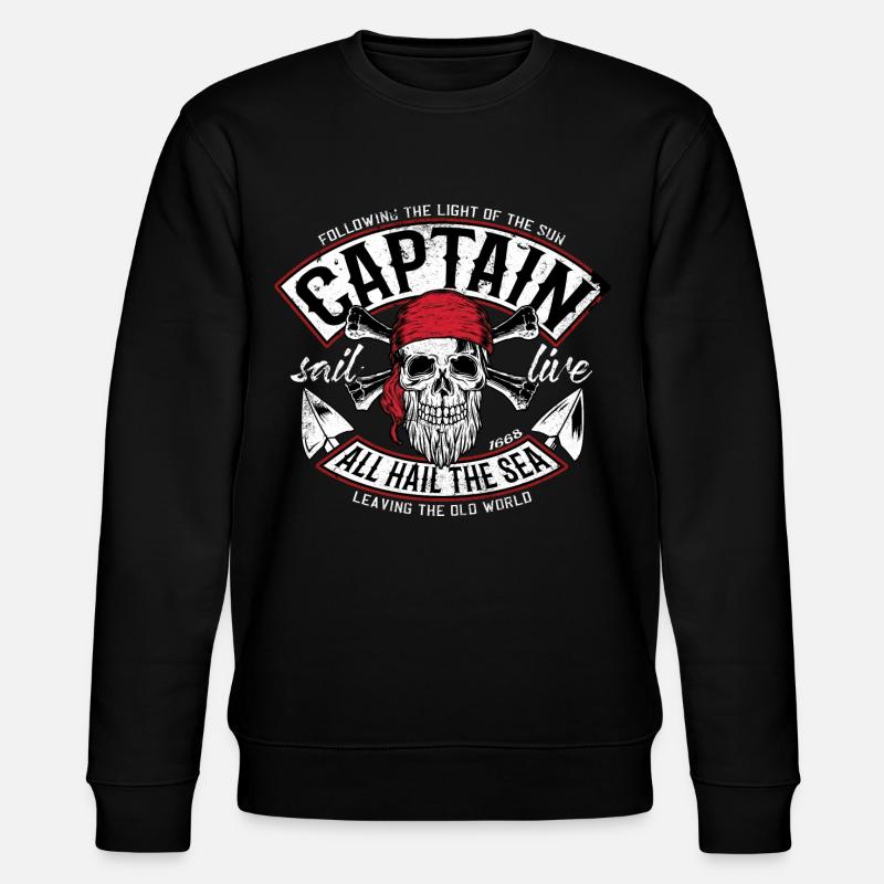 captain shirt with pirate - Stanley/Stella CHANGER Unisex Organic Sweatshirt - black