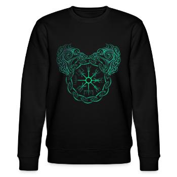 Symbole nordique Viking Fenrir et Vegvisir dotwork - Sweat bio CHANGER Stanley/Stella Unisexe - noir - Devant - Nik (191cm) & Marisol (170cm)