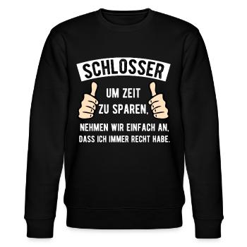 Schlosser Beruf Humor Spruch - Stanley/Stella Unisex Bio-Sweatshirt CHANGER  - Schwarz - Vorne - Nik (191cm) & Marisol (170cm)