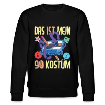 90er Jahre Outfit Party 90's Mottoparty Neunziger - Stanley/Stella Unisex Bio-Sweatshirt CHANGER  - Schwarz - Vorne - Nik (191cm) & Marisol (170cm)