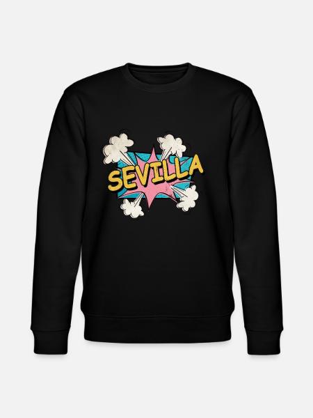 Seville Spain City Font Pop Art Comic - Stanley/Stella CHANGER Unisex Organic Sweatshirt - black
