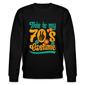 70s Seventies 1970s Party Outfit Costume - Stanley/Stella CHANGER Unisex Organic Sweatshirt - black - Front - Nik (191cm) & Marisol (170cm)