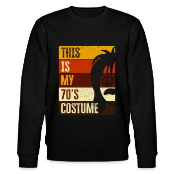 70s Seventies 1970s Party Outfit Costume - Stanley/Stella CHANGER Unisex Organic Sweatshirt - black - Front - Nik (191cm) & Marisol (170cm)