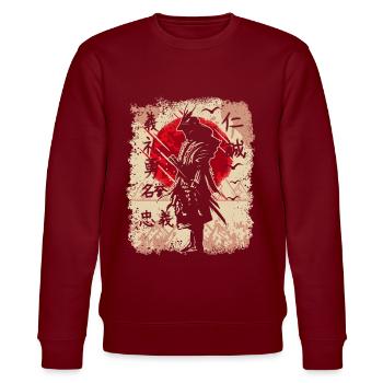 Samurai Japanese Warrior Swordsman Kanji - Stanley/Stella CHANGER Unisex Organic Sweatshirt - burgundy - Front - Nik (191cm) & Marisol (170cm)