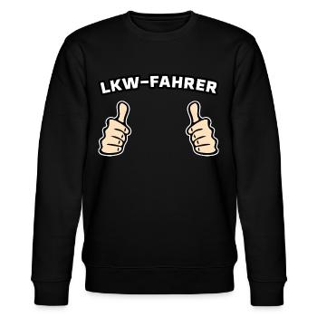 Lkw-Fahrer Beruf Geschenkidee - Stanley/Stella Unisex Bio-Sweatshirt CHANGER  - Schwarz - Vorne - Nik (191cm) & Marisol (170cm)