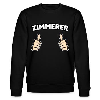 Zimmerer Handwerker Geschenkidee - Stanley/Stella Unisex Bio-Sweatshirt CHANGER  - Schwarz - Vorne - Nik (191cm) & Marisol (170cm)