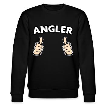 Angler Freizeit Geschenkidee - Stanley/Stella Unisex Bio-Sweatshirt CHANGER  - Schwarz - Vorne - Nik (191cm) & Marisol (170cm)