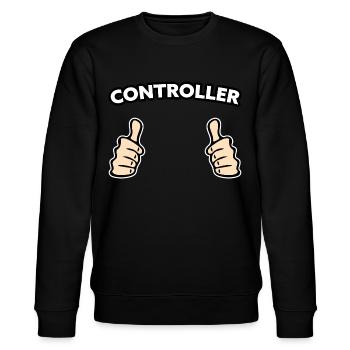 Controller Controlling Geschenkidee - Stanley/Stella Unisex Bio-Sweatshirt CHANGER  - Schwarz - Vorne - Nik (191cm) & Marisol (170cm)