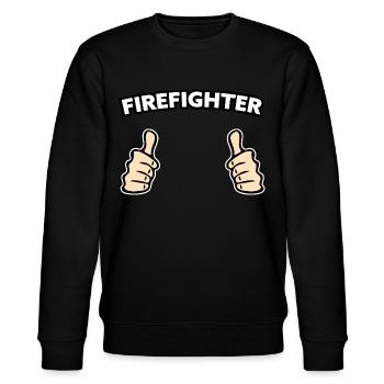 Firefighter Firefighter Profession Gift Idea - Stanley/Stella CHANGER Unisex Organic Sweatshirt - black - Front - Nik (191cm) & Marisol (170cm)