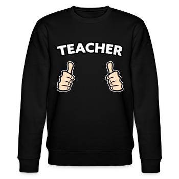 Lehrer Beruf Geschenkidee - Stanley/Stella Unisex Bio-Sweatshirt CHANGER  - Schwarz - Vorne - Nik (191cm) & Marisol (170cm)