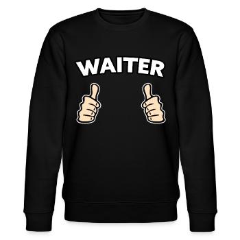 Kellner Gastronomie Geschenkidee - Stanley/Stella Unisex Bio-Sweatshirt CHANGER  - Schwarz - Vorne - Nik (191cm) & Marisol (170cm)