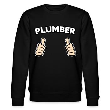 Klempner Beruf Geschenkidee - Stanley/Stella Unisex Bio-Sweatshirt CHANGER  - Schwarz - Vorne - Nik (191cm) & Marisol (170cm)